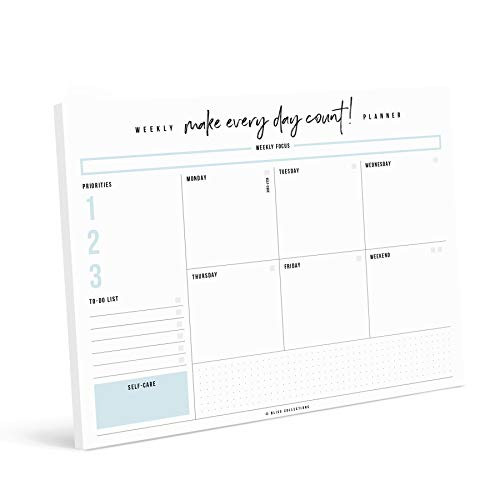 Bliss Collections Weekly Planner Tear Off Pad  50 Undated Sheets  Desk Notepad  Motivational Daily Calendar  Task Planner  to Do List  Productivity Schedule Organizer  Habit Tracker  8.5x11