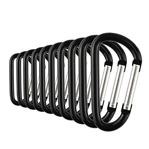 SWATOM Aluminum Carabiner Clip Snap Hook Keyring Carabiners Keychains Black 1.5 Inch 20P