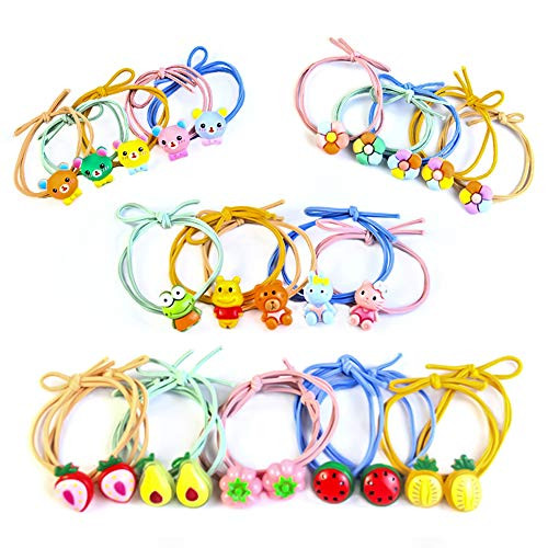 Cartoon Elastic Hair Ties Decorative Elastic Cutey Color Hair Band Ponytail Holder Hair Ropes for Girl Gift for Birthday 25pcs  Cartoon 1