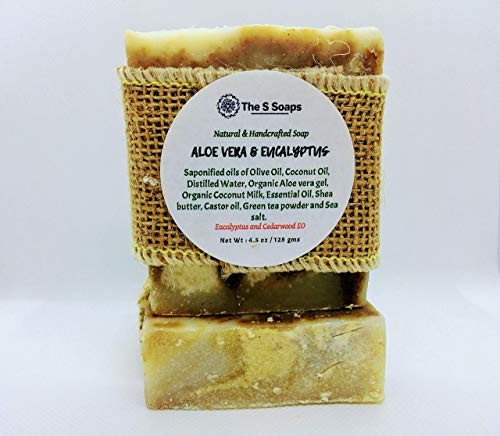 ALOE soap - All natural soap - 100% natural - Handmade in USA - face and body soap - EUCALYPTUS essential oil soap - for men women and kids - The S Soaps ALOE soap - All natural soap - 100% natural - Handmade in USA - face and body soap - EUCALYPTUS essential oil soap - for men women and kids - The S Soaps