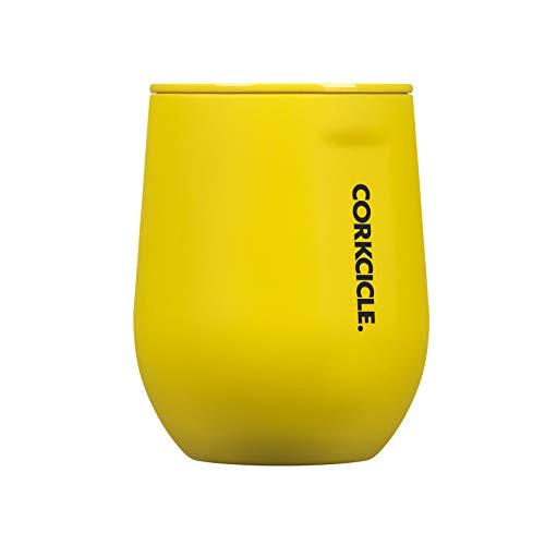 Corkcicle 12 oz Triple-Insulated Stemless Glass (Perfect for Wine) - Neon Yellow