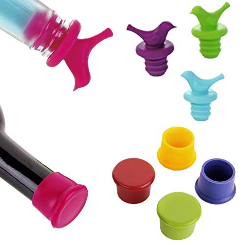 Cepansail Wine Stoppers Silicone Little Bird Wine Bottles Reusable Caps Stoppers for Wine and Beer Bottles, Cork Replacement for Wine (9 Pack)