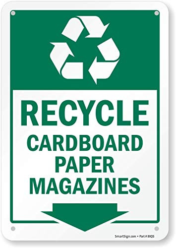 SmartSign - S2-0372-PL-07x10-RR "Recycle - Cardboard Paper Magazines" Sign with Down Arrow  7" x 10" Plastic