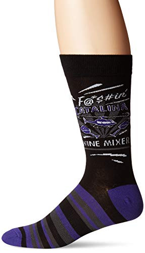 K. Bell Men's Play On Words Novelty Crew Socks  black  Wine Mixer   Shoe Size  6-12