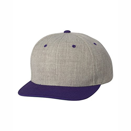6089M Classic Snapback Pro-Style Wool Cap by Flexfit  Heather Purple  One Size