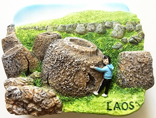 Plain of Jars LAOS Resin 3D fridge Refrigerator Thai Magnet Hand Made Craft.