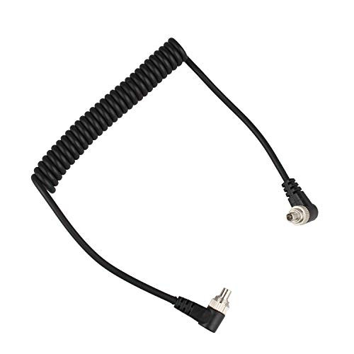 Futheda Male to Male Flash PC Sync Extension Cable Coiled Cord 12 inch Coiled Cord with Screw Lock Compatible with DSLR Cameras  Male to Male Flash PC Sync Cable