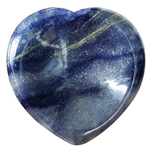 Fekuar Natural Blue Aventurine Crystal Thumb Worry Stone  Hand Carved Healing Crystal Heart Shaped Stone for Anxiety Stress Relief Meditation