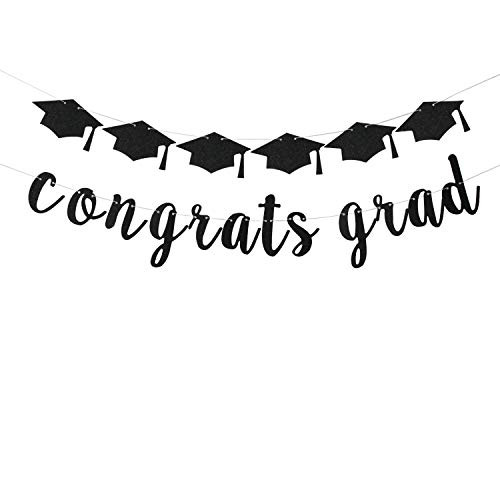 Congrats Grad Banner  Class of 2021  We are So Proud of You  Graduation Banner  Graduation Party Decorations Black Glitter.