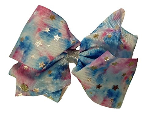 JoJo Siwa Large Cheer Hair Bow  Blue Tie Dye Stars