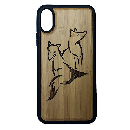 Fox Phone Case Cover for iPhone Xs MAX by iMakeTheCase | Eco-Friendly Bamboo Wood Cover + TPU Wrapped Edges | Foxy Couple Cute Best Friends | Spirit Animal Totem Woodland Foxes