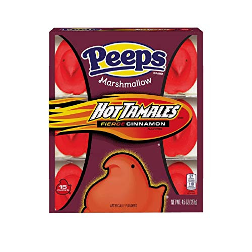 Peeps Flavored Marshmallows - Easter Hot Tamales Fierce Cinnamon Marshmallow Chicks  4.5 Ounce  15 Chicks