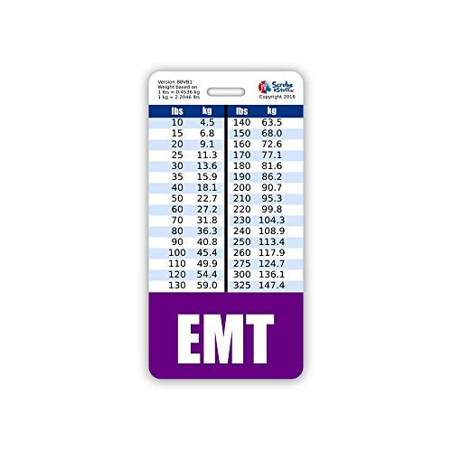 EMT Badge Buddy Vertical w Height  and  Weight Conversion Charts  Standard  Purple