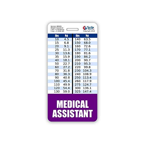 Medical Assistant Badge Buddy Vertical w Height  and  Weight Conversion Charts  Standard  Purple