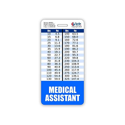 Medical Assistant Badge Buddy Vertical w Height  and  Weight Conversion Charts  Standard  Blue