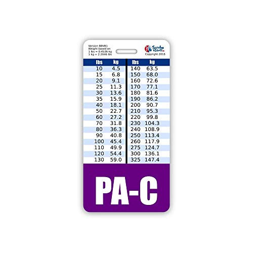 PA-C Badge Buddy Vertical w Height  and  Weight Conversion Charts  Standard  Purple
