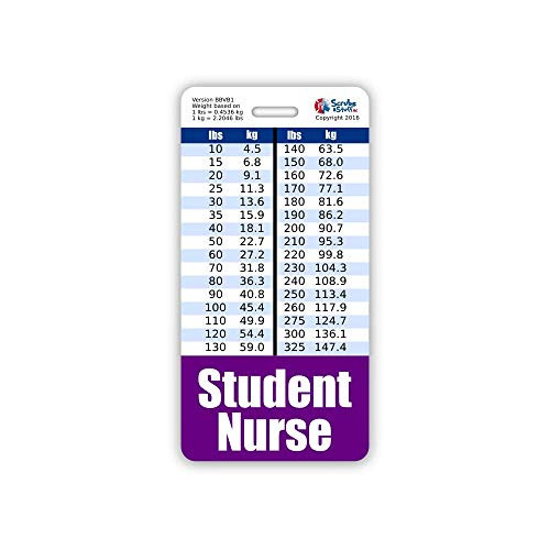 Student Nurse Badge Buddy Vertical w Height  and  Weight Conversion Charts  Standard  Purple
