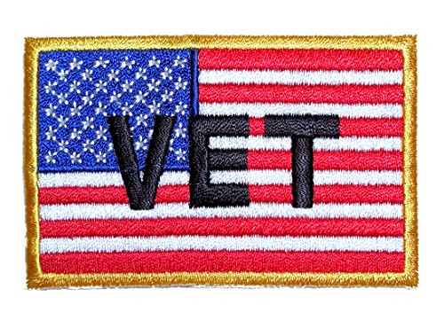 Leather Supreme Patriotic Vet American Flag Embroidered Biker Patch-Red-Small