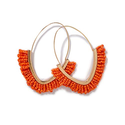Beaded Dangle Earrings V-shaped Beaded Earrings Statement Long Beaded Drop Fringe Earrings Boho Handmade Tassel Earrings Jewelry Gift for Women Girls Orange Beaded Dangle Earrings V-shaped Beaded Earrings Statement Long Beaded Drop Fringe Earrings Boho Handmade Tassel Earrings Jewelry Gift for Women Girls Orange