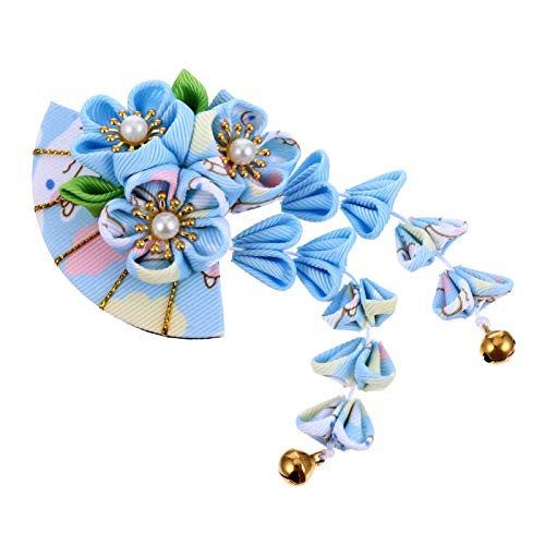 Minkissy Japanese Style Hairpin Kimono Flower Hair Clip Kanzashi Flower Hair Tie Band Clip with Bell Japanese Hair Accessories for Women Girls Traditional Clothes Hair Ornaments Blue Minkissy Japanese Style Hairpin Kimono Flower Hair Clip Kanzashi Flower Hair Tie Band Clip with Bell Japanese Hair Accessories for Women Girls Traditional Clothes Hair Ornaments Blue