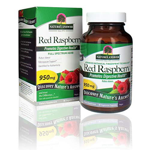 Nature's Answer Red Raspberry Leaf  Dietary Supplement  Promotes Digestive Health  Non-GMO  Vegan  and  Kosher Certified  Vegetarian Capsules 90ct