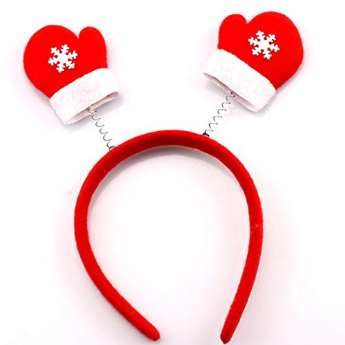 Mosako Santa Headbands Christmas Hair Hoops Red Gloves Headpiece Xmas Hair Accessories for Christmas Holiday Parties  Gloves