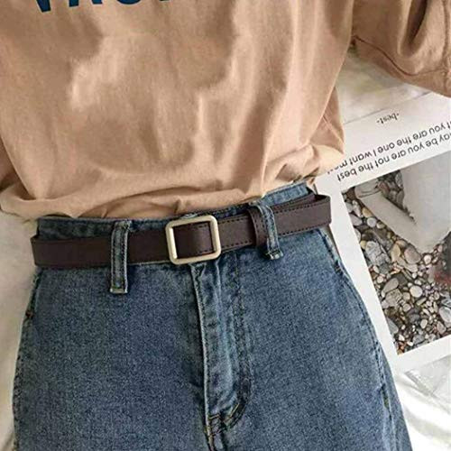 Tgirls Women's Leather Belt Waist Skinny Dress Belts Solid Pin Buckle Belt for Jeans Pants  Brown
