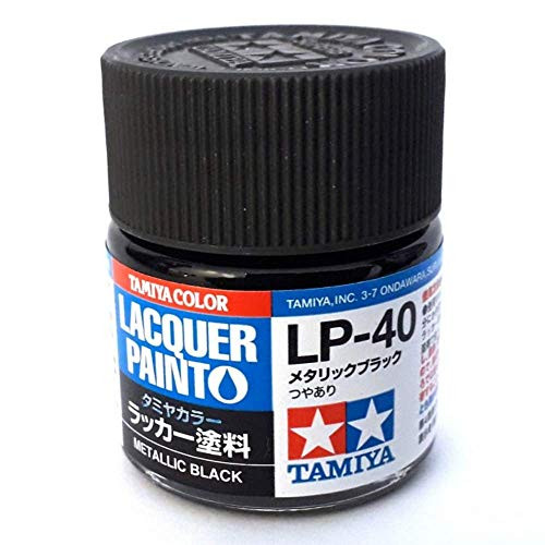Tamiya 82140 LP40 Lacquer Paints Metallic Black Color Bottle - 10 ml   0.34 Fl.Oz