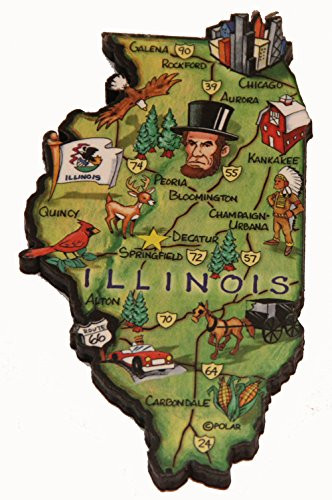 Illinois State Decowood Jumbo Wood Fridge Magnet 4.5