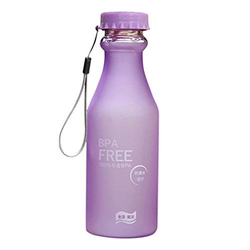 Honghong 550ML Candy Color Leakproof Portable Water Bottle Outdoor Sport Hiking Travel Healthy Drinking Cup  Purple