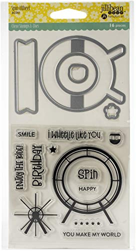 Hampton Art Jillibean Soup Shaker Clear Stamps  and  Die Set-Spin Wheel