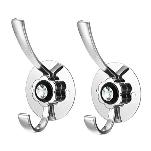 uxcell 2Pcs Retro Wall Mounted Hooks Robe Hook Single Towel Hanger W Screws Silver Tone Zinc alloy