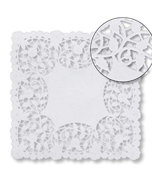 White Square 8 inch Crochet Paper Lace Doilies by The Baker Celebrations - 20.3 x 20.3 cm Placemats - Made in Canada 50 White Square 8 inch Crochet Paper Lace Doilies by The Baker Celebrations - 20.3 x 20.3 cm Placemats - Made in Canada 50