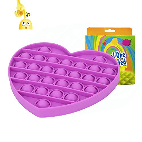 Push Pop Bubble Fidget Sensory Toy  Silicone Stress Reliever Autism Special Needs Stress Reliever Squeeze Sensory Toy Pop Fidget Toys for Kids  Purple Heart