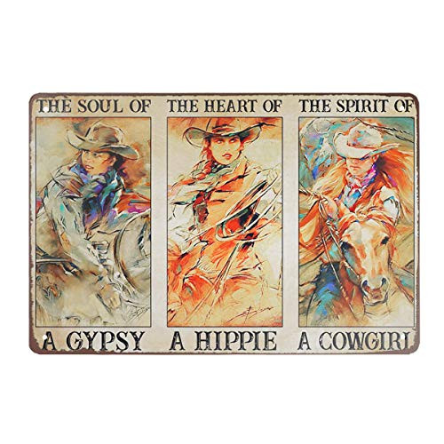 Super durable Cowgirl tin Signs Vintage Wall Decoration Man cave bar Cafe Kitchen Garage Home Decoration The Spirit of Cowgirl Metal Sign 8x12 inch