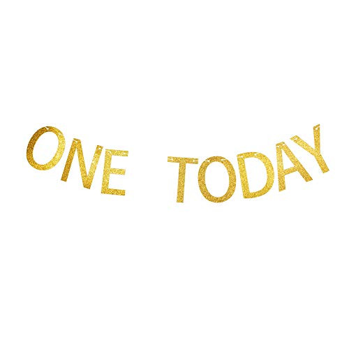 One Today Banner, Baby Boys/Girls First/1st Birthday Party Signs Decorations Gold Gliter Paper Garland One Today Banner, Baby Boys/Girls First/1st Birthday Party Signs Decorations Gold Gliter Paper Garland