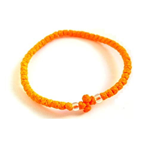 Handmade Christian Orthodox Greek Chotki Komboskoini Prayer Rope Thin Orange