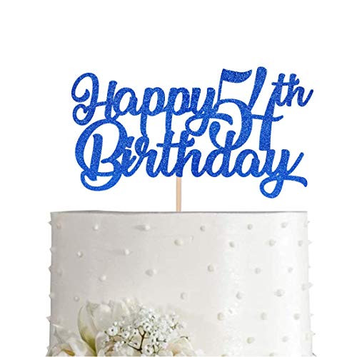 Blue Happy 54th Birthday Cake Topper  Royal Blue Glitter Cheers To 54 Years Party Cake Decorations  Supply