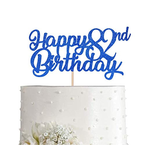 Blue Happy 82nd Birthday Cake Topper  Royal Blue Glitter Cheers To 82 Years Party Cake Decorations  Supply