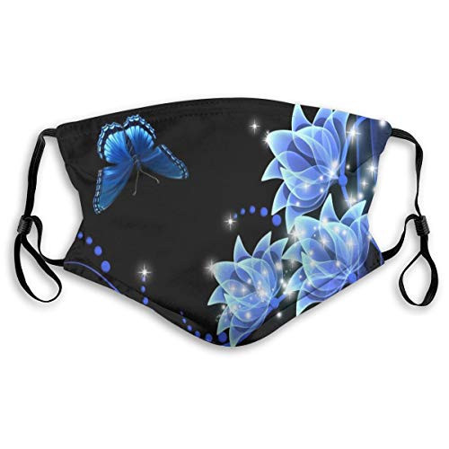 Doomfist Blue Butterflies and Flowers Washable Reusable Filter and Reusable Mouth Warm Windproof Dust Cotton Face