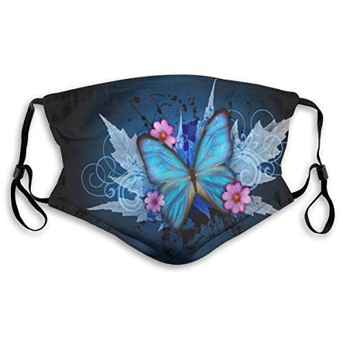 Purple Butterfly Flowers Washable Reusable Dust Filter and Reusable Mouth Warm Windproof Cotton Face