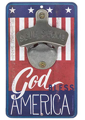 HAPPY DEALS ~ God Bless America - Patriotic - Wood Bottle Opener - Wall Mount