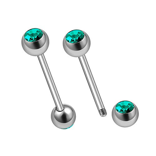 2Pcs Steel 18g 5 16 8mm Barbell Earing Studs Piercing Jewelry Daith Cartilage Rook Eyebrow 3mm Blue Zircon Crystal Ball M8999