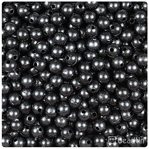 BeadTin Black Pearl 6mm Round Plastic Craft Beads  500pc