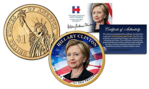 Hillary Clinton for 45th President Official Colorized 2016 Presidential 1 Coin