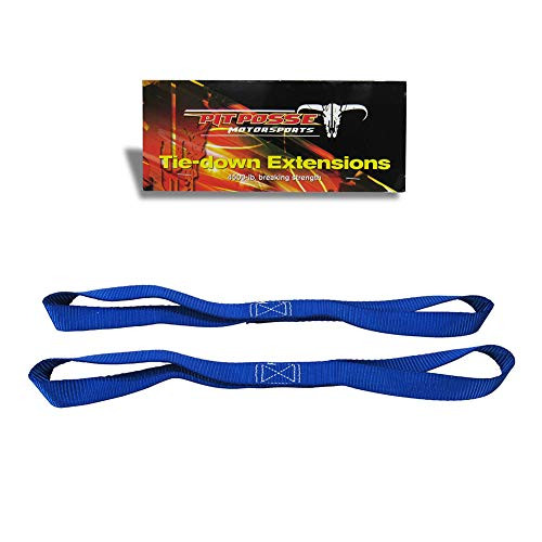Pit Posse Soft Loop Tie Down Straps - 18" Nylon Loops Straps Extension  Secure Your Motorcycle ATV Dirt Bike Kayak  4 500 Lbs. Breaking Strength - Set of 2 Straps  Blue