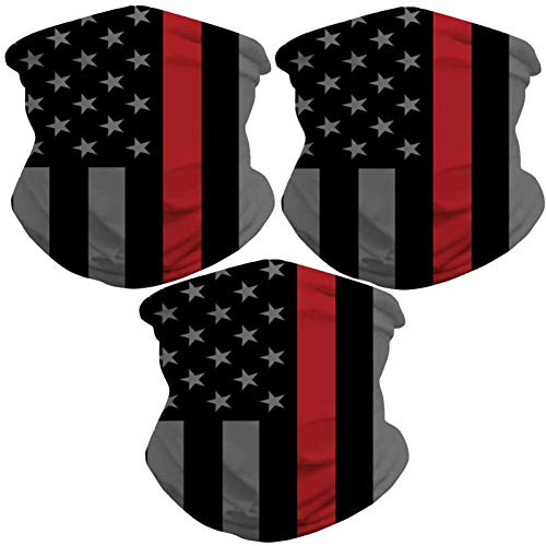 Sibosen 3 Pack American Flag Neck Gaiter Face Cover Scarf Breathable Gator Mask Cooling Bandana  Black Red