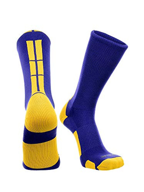 TCK Baseline 3.0 Athletic Crew Socks Purple Gold Small TCK Baseline 3.0 Athletic Crew Socks Purple Gold Small