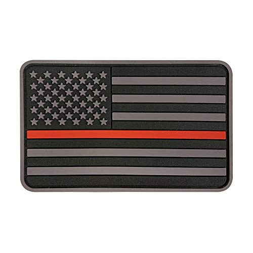 MORTHOME US Flag PVC Hook and Loop Rubber Patch  Regular Thin Red Line