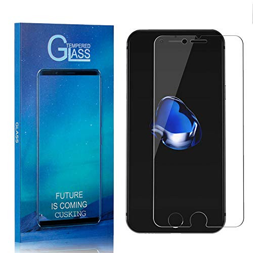Tempered Glass Screen Protector for iPhone 8 Plus iPhone 7 Plus  CUSKING 9H Hardness HD Screen Protector Film for iPhone 8 Plus iPhone 7 Plus  Ultra Thin  Shock Absorbent  1 Pack